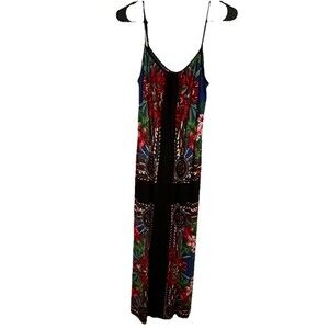 Andree Womens Dress Medium Maxi Blue Elastic Waist Spaghetti Straps